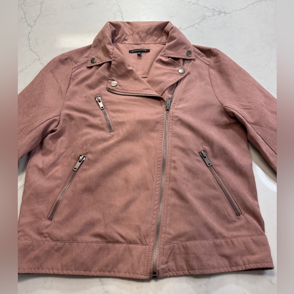 Staccato Mauve Faux Leather Women’s Moto Jacket Size Small - Picture 3 of 9